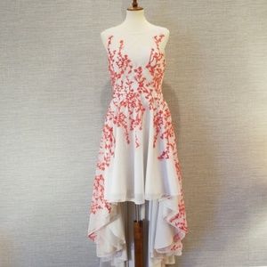 Nicole Miller Embroidered High-Low Gown